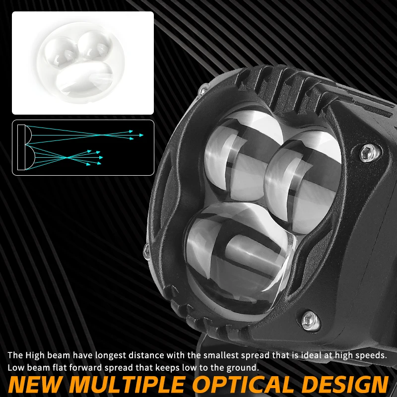 3 Zoll LED Pods Licht Hi-Lo-Strahl LED Arbeit Nebel Fahr licht Bar für Motorrad ATV Utv Geländewagen Offroad 4x4 Boot LKW 12V 24V – Detail 5