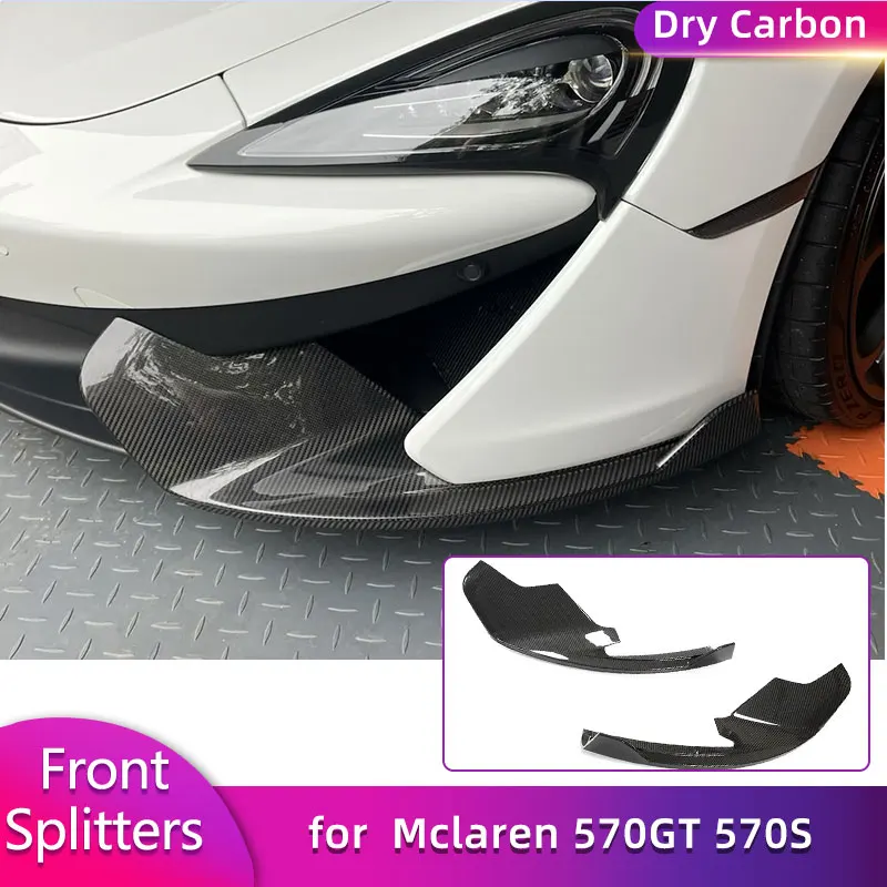 

Prepreg Dry Carbon Front Bumper Splitters Fins for Mclaren 570GT 570S 2-Door 2015-2020 Car Racing Front Splitters Canards Flaps