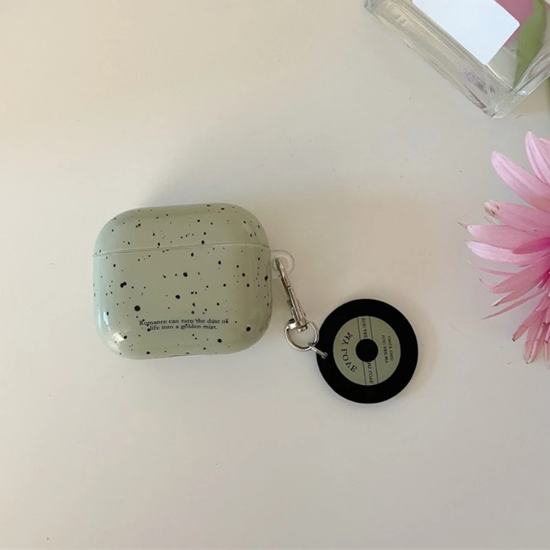 Matcha Green Splash Ink Pattern Case For Airpods 1 2 3 Cases For Airpods Pro Pro2 Wireless Earphone Cover Shell with CD Pendant