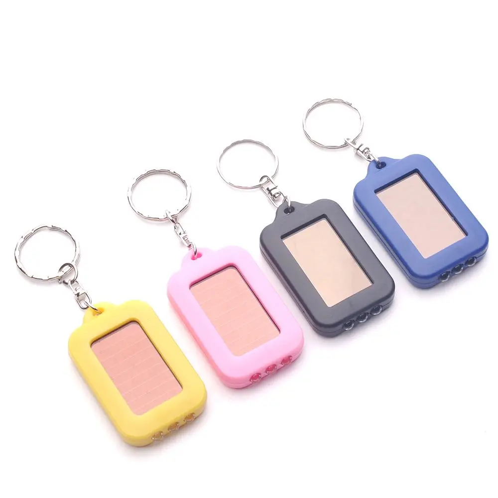 LED Light Plastic Keychain Multifunctional Key Ring Portable Outdoor Emergency Solar Power Flashlight Function Keyring Lamp