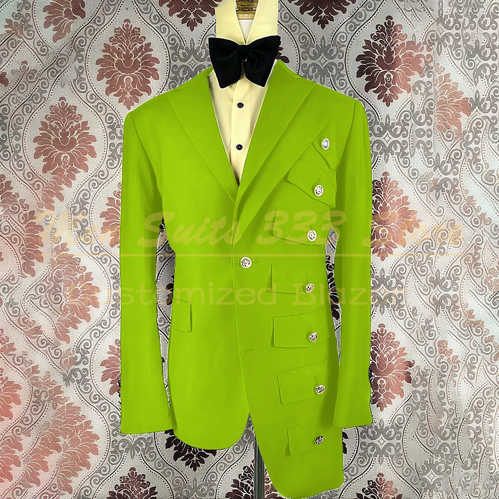 

Formal Men's Suits Blazer Luxury Single Breasted Peak Lapel Slim Fit 2 Piece Jacket Pants Sets Customzeid Party Travel Outfits