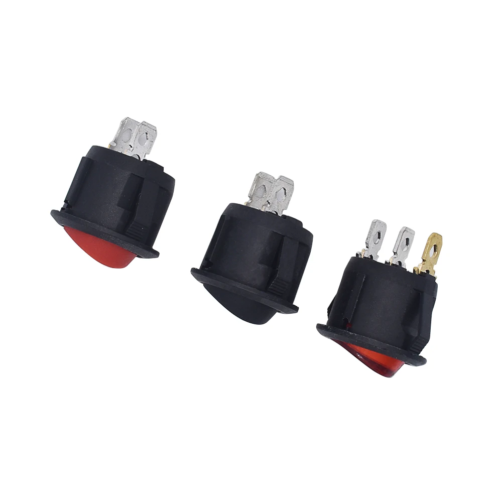 10PCS KCD1-105 Diameter Small Round Boat Rocker Switches Black Mini Round Black White Red 2 Pin ON-OFF Rocker Switch With LED