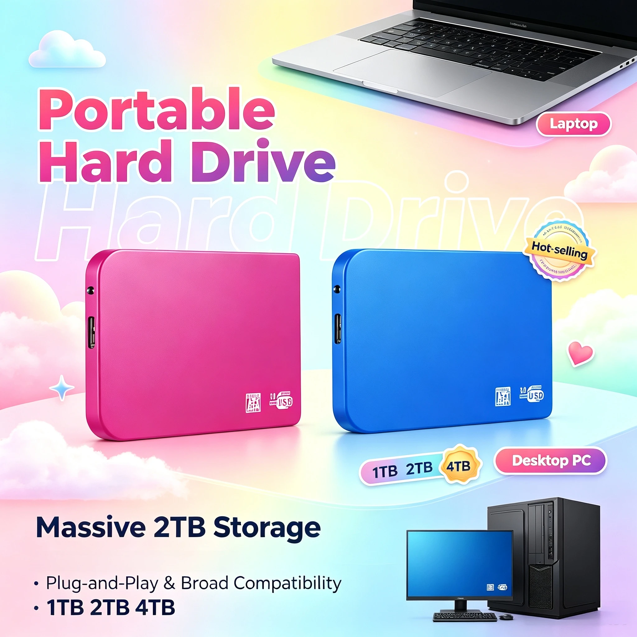 NEW Portable External 1TB SSD USB 30 Fast Data Transfer Massive Storage Hard Drive For Laptop Mac Desktop PC Supreme Pro Use