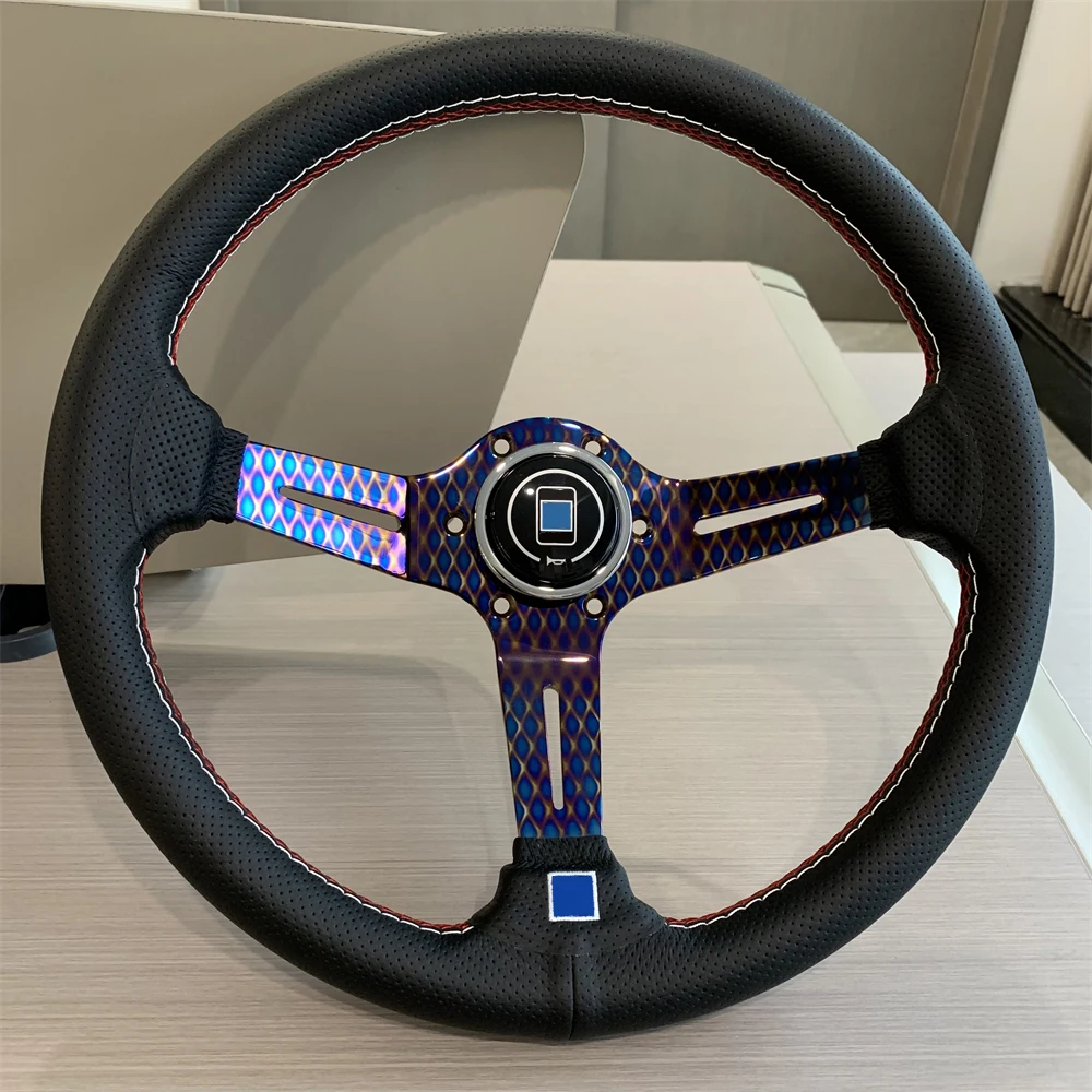 

N Brand 350MM Racing Car Modification Steering Wheel70mm Deep Bracket Microfiber Leather Racing Steering Wheel With PCD 74mm