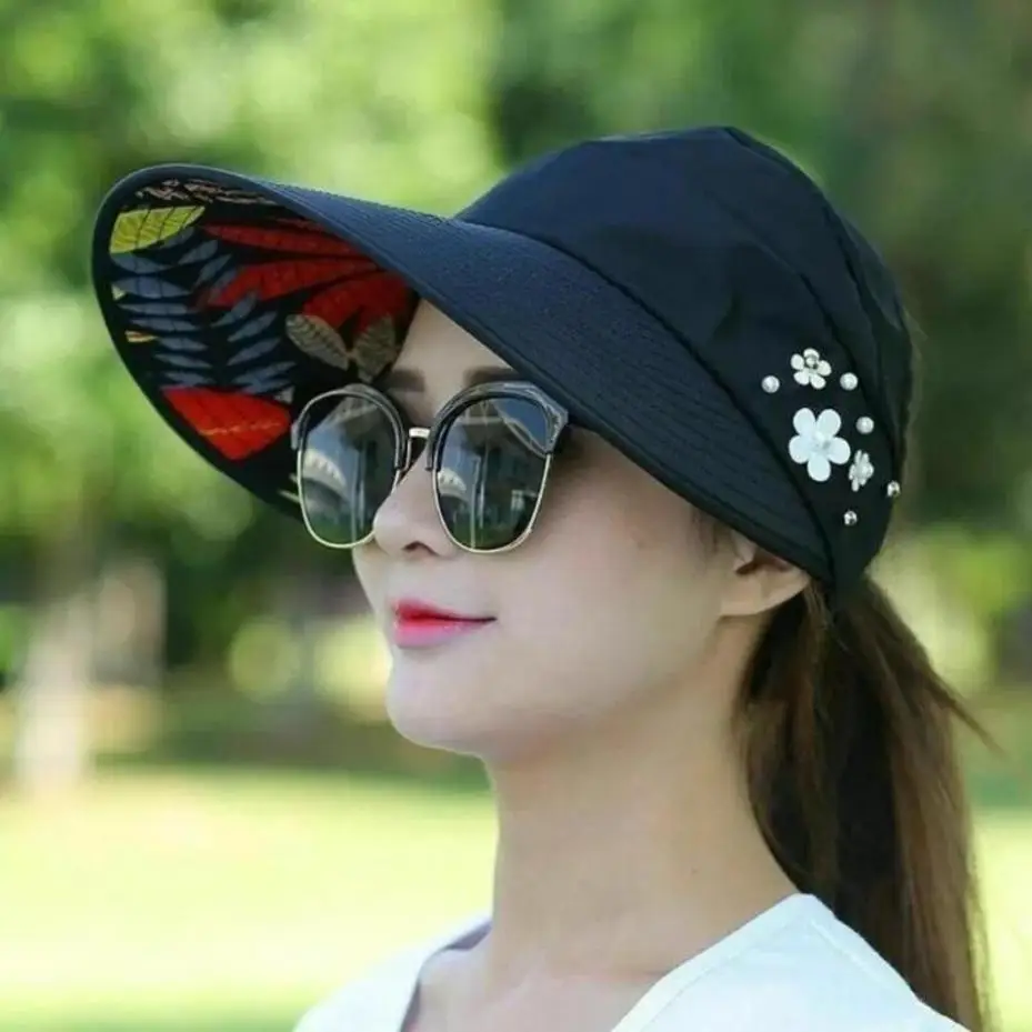 1 Pcs New Korean Version Sun Hat Foldable UV Protection Women Caps Versatile Outdoor Travel Leisure Beach Sunshade Hat