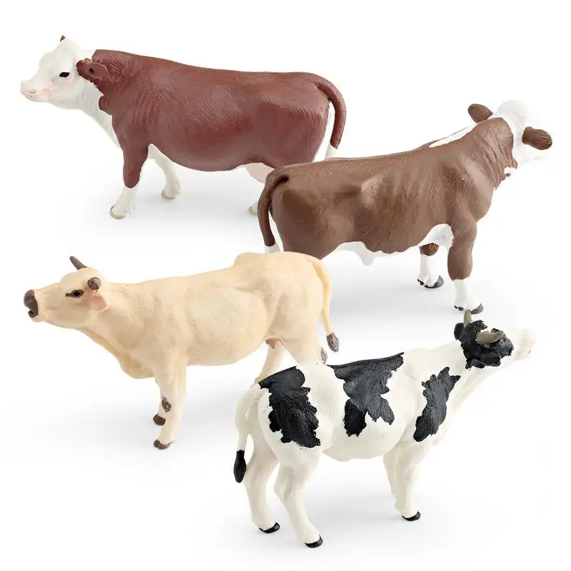 Farm Cattle Toy Realistic Miniatures Cattle Cow Figurine Garden Cattle Figurines Collection Model Toy For Kids Gift