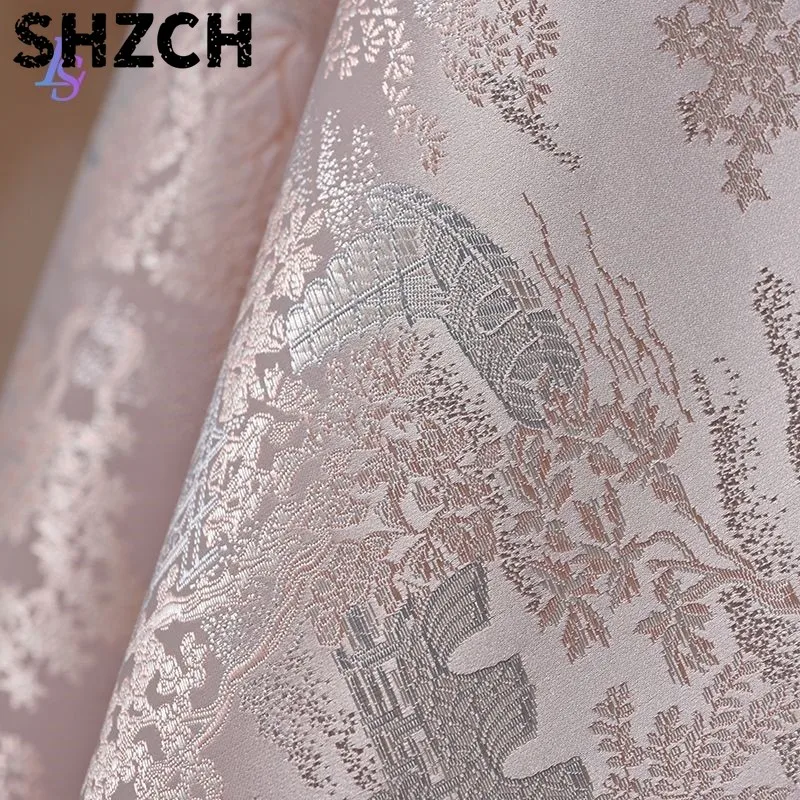 Chinese Style Imitation Song Brocade Fabric Landscape Pattern Jacquard Fabric Retro Style Hanfu Vest Qipao Jacket Fabric ZI762