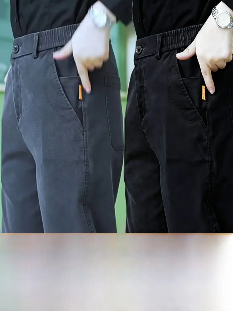 

Мужские повседневные брюки Thiened Fce: Новинка осенне-зимнего сезона, свободные прямые брюки для мужчин среднего возраста, эластичные брюки для пап, повседневная одежда