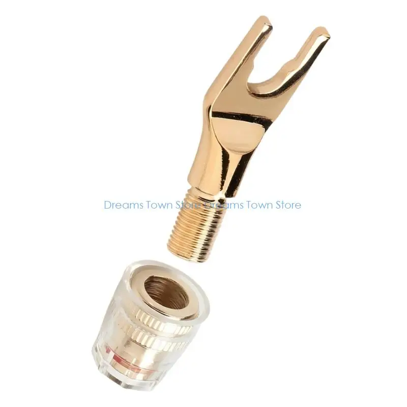  Sound Y Fork to Banana Plugs Converter with Transparent Protective Housing Oxygen Easy Metal Y Fork Speaker Adapters