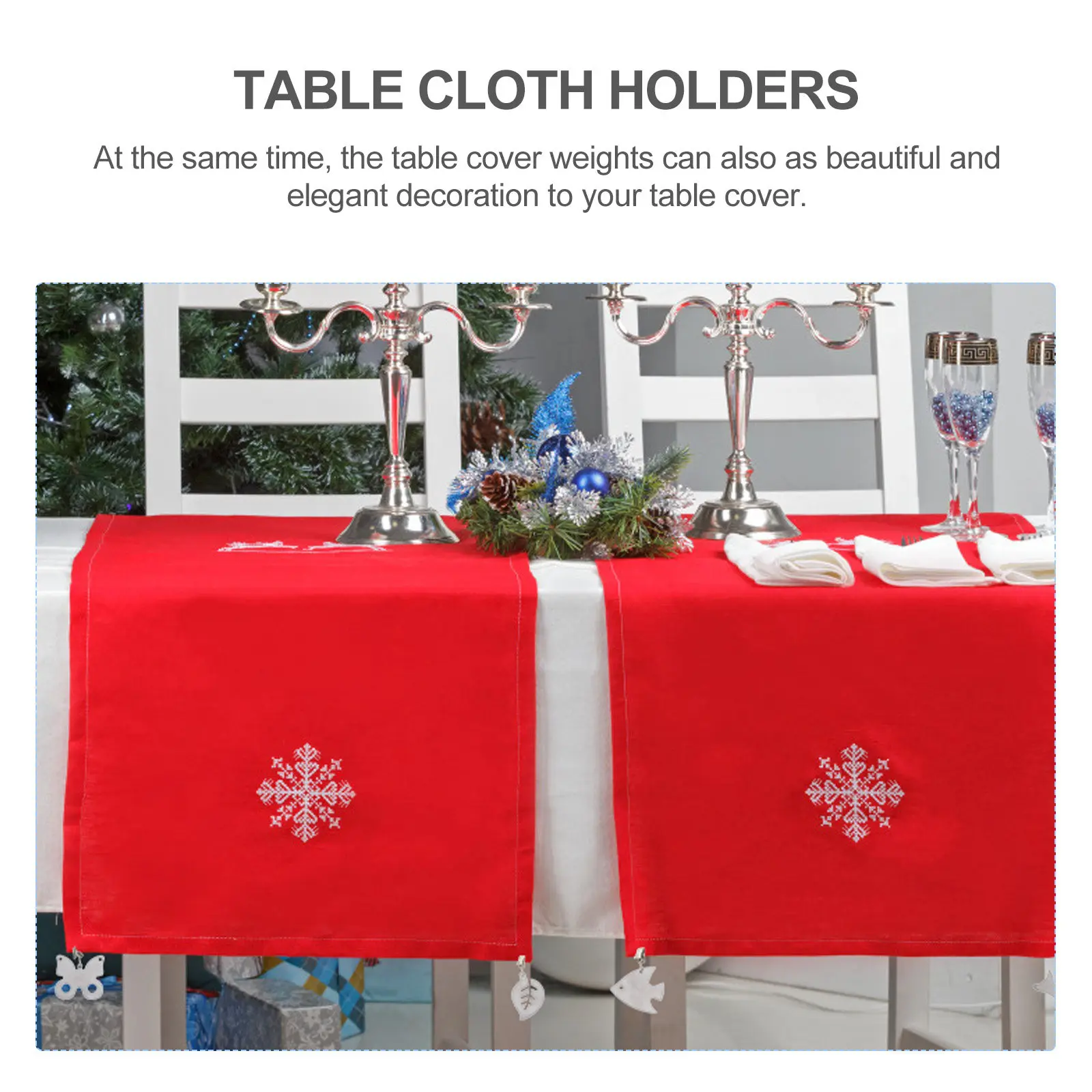 7Pcs Windproof Tablecloth Weights Stainless Steel Table Cover Clips Easy Install for Patio Garden Bbq Dinner Table Skirt Holders