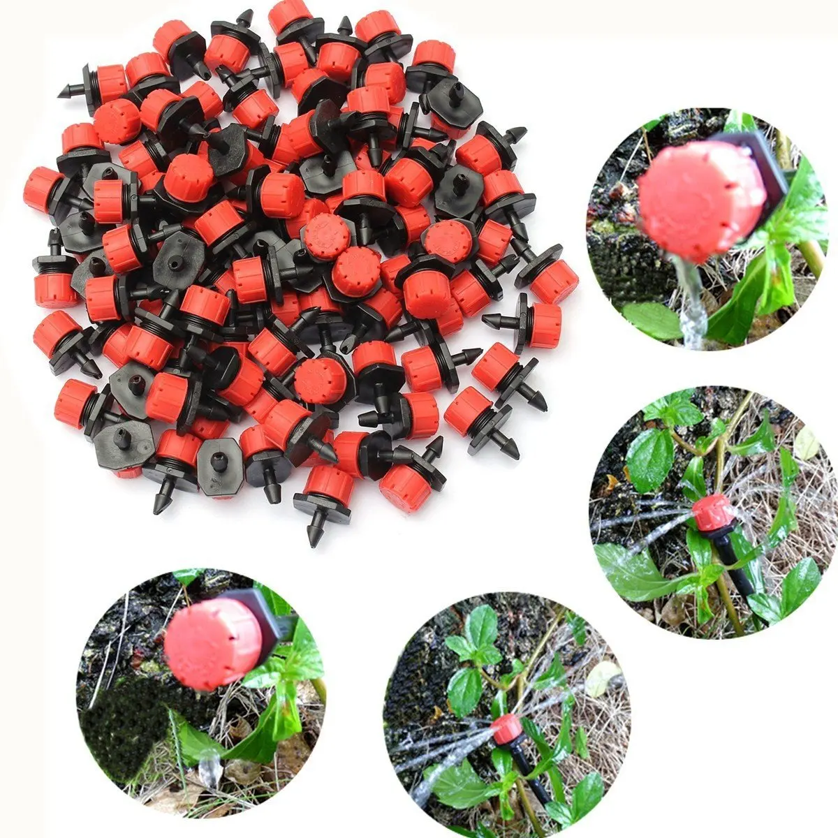 

50/100pcs Adjustable Irrigation Drippers Sprinklers 1/4'' Emitter Dripper Micro Drip Irrigation Sprinklers for Watering System