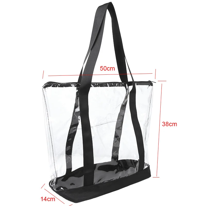 Transparent Clear Waterproof Tote Bag Pvc Tote Bag with Zipper Security Event Stadium Beach Pool Outgoing Travel Large Tote