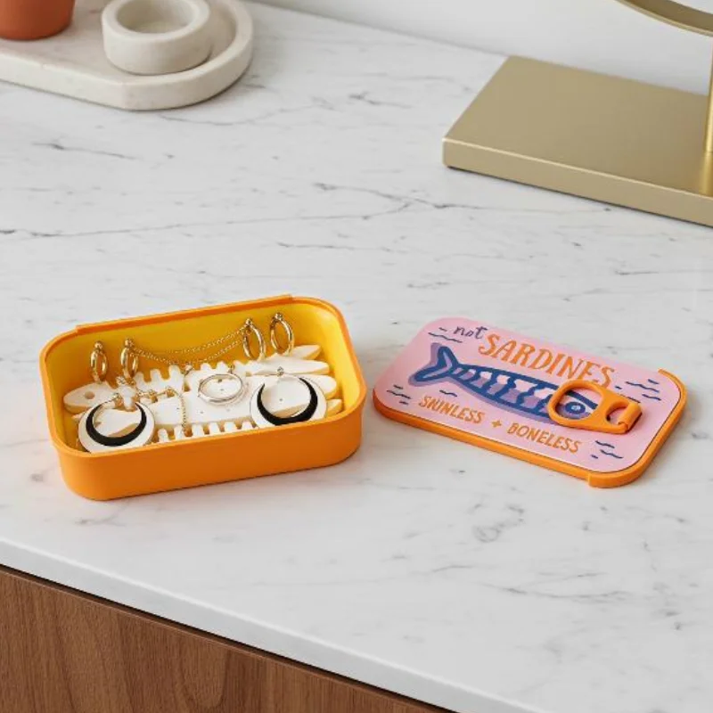 (.) Sardine Tin Jewelry Box 3D Printed Necklace Earring Storage Box Easy Open Lids For Crafts & Packaging Storage