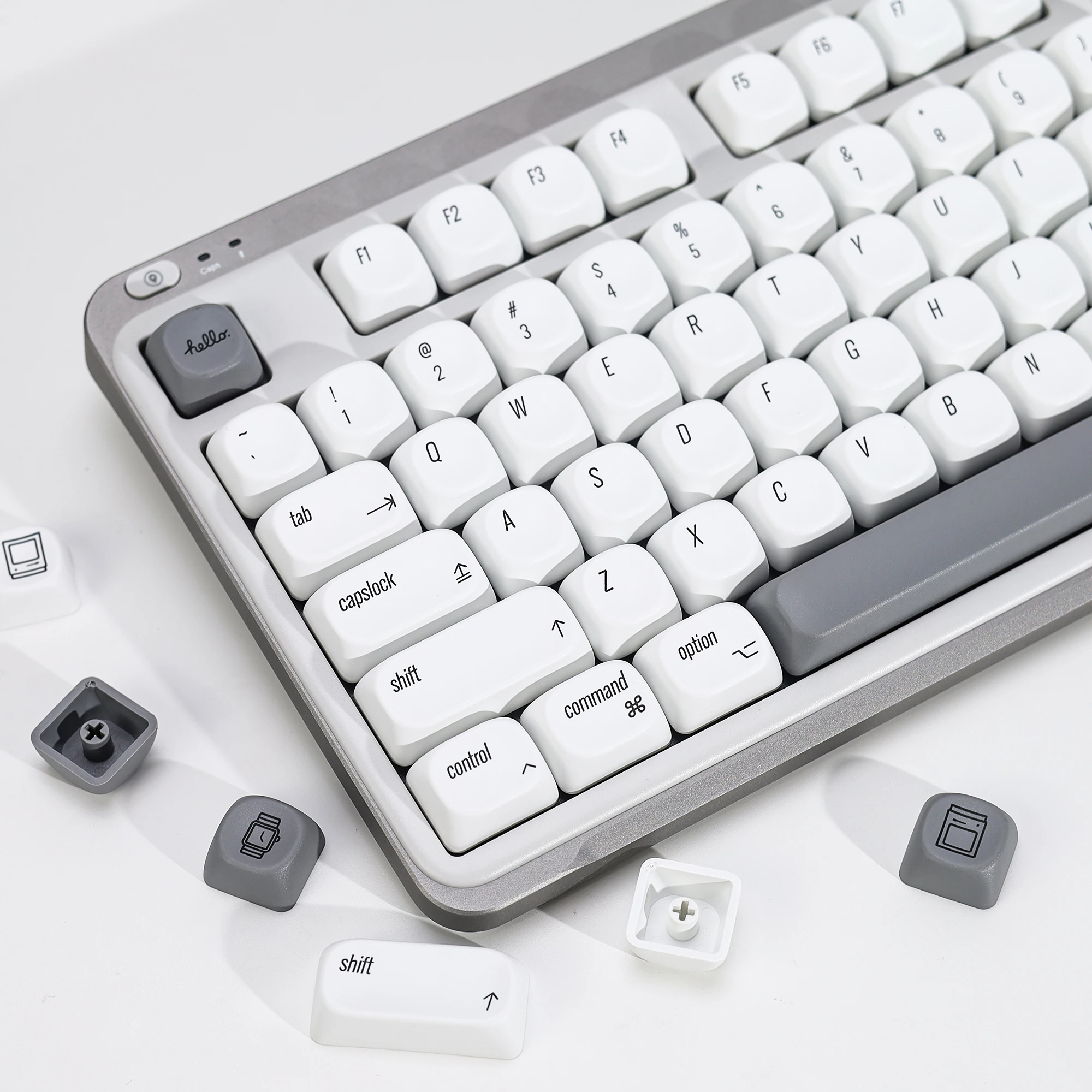 KBDiy 141 Keys MAC Style Keycaps PBT Set White KOA Profile Korean Russian Keycap For 75 60% Mechanical Keyboard ISO DIY Custom