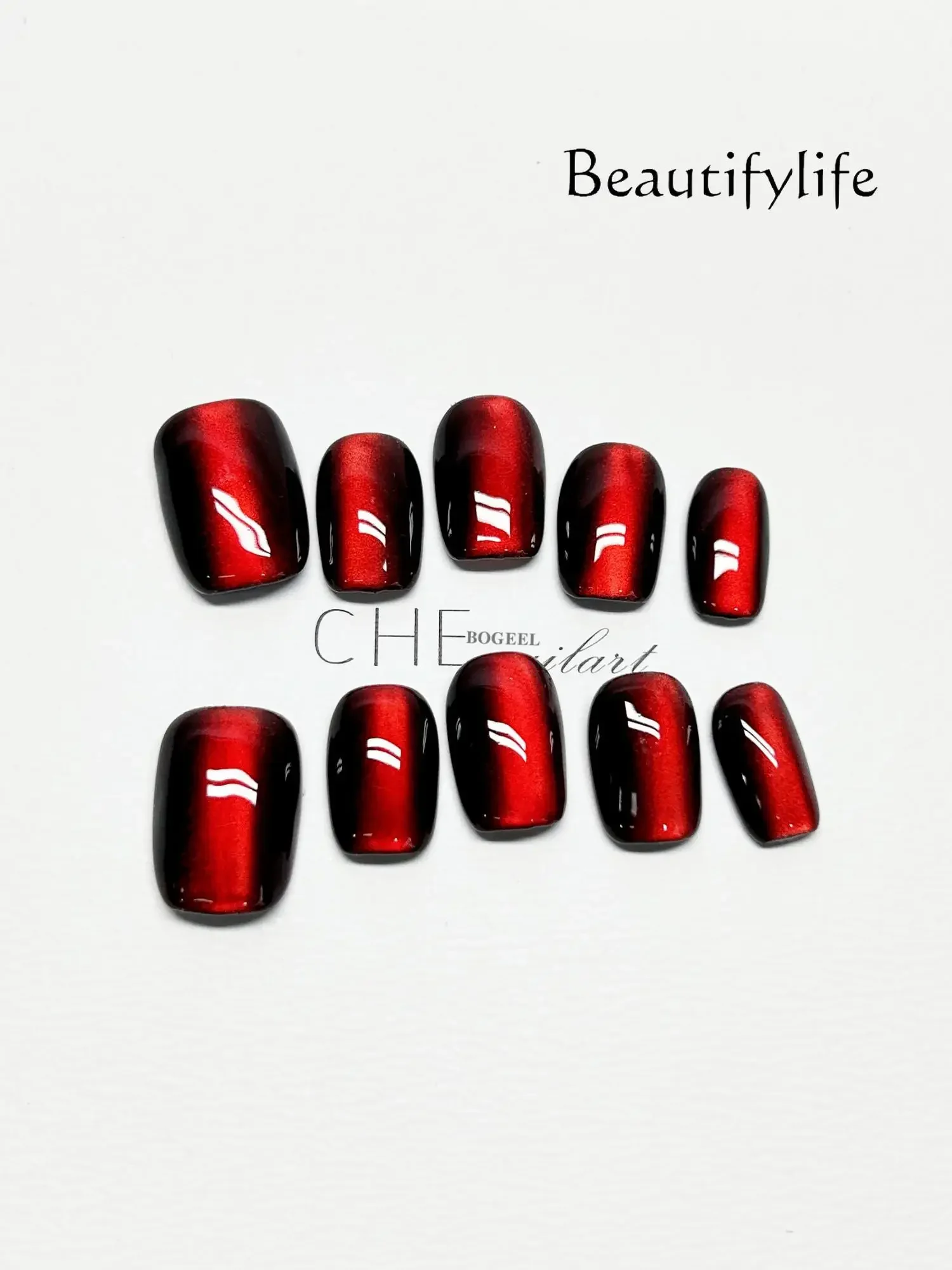 

Handmade armor personalized solid color cat eye whitening nail patch