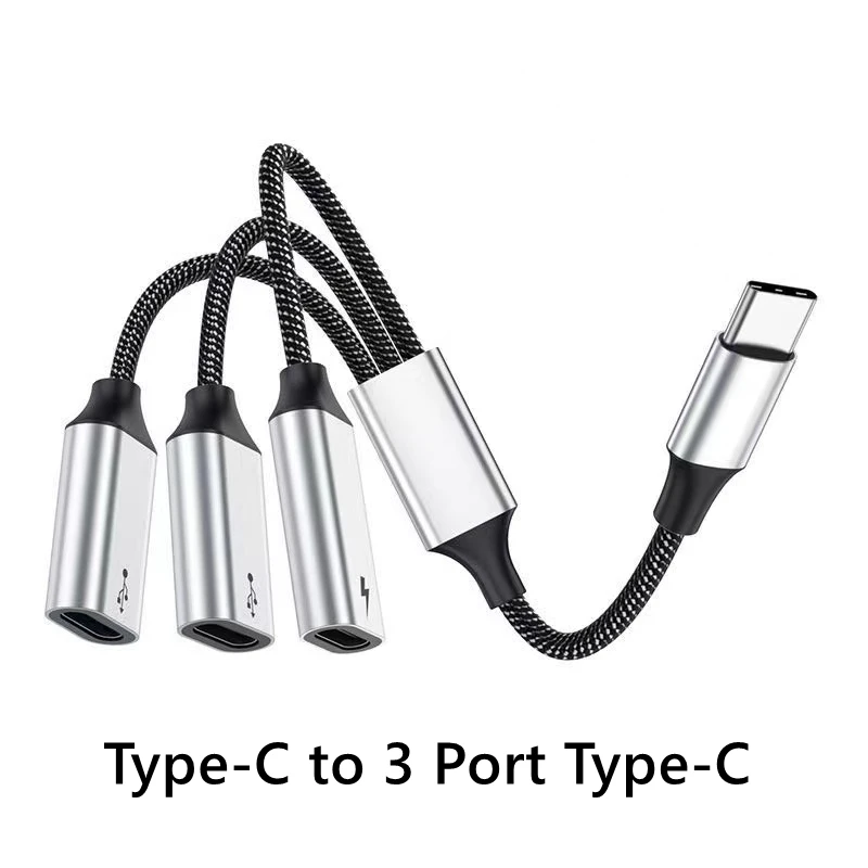 USB C 타입 to USB USB-C OTG 어댑터 케이블, 크롬북 PD용, 4 포트, 60W 고속 충전, 키보드 이어폰용 USBC 컨버터, 3 in 1