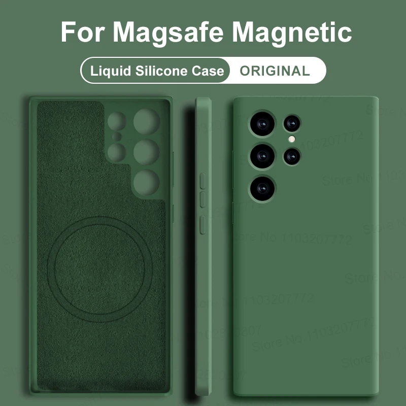 Oryginalne silikonowe etui for Magsafe do for Samsung Galaxy S22 S23 S24 S25 Ultra S21 FE etui magnetyczne etui na ładowanie akcesoria