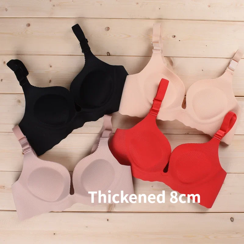 

One-piece Thickened 8cm Ultra Thick Small Chest with No Marks or Steel Rings, Comfortable Flat Chest Adjustable Bra for Women