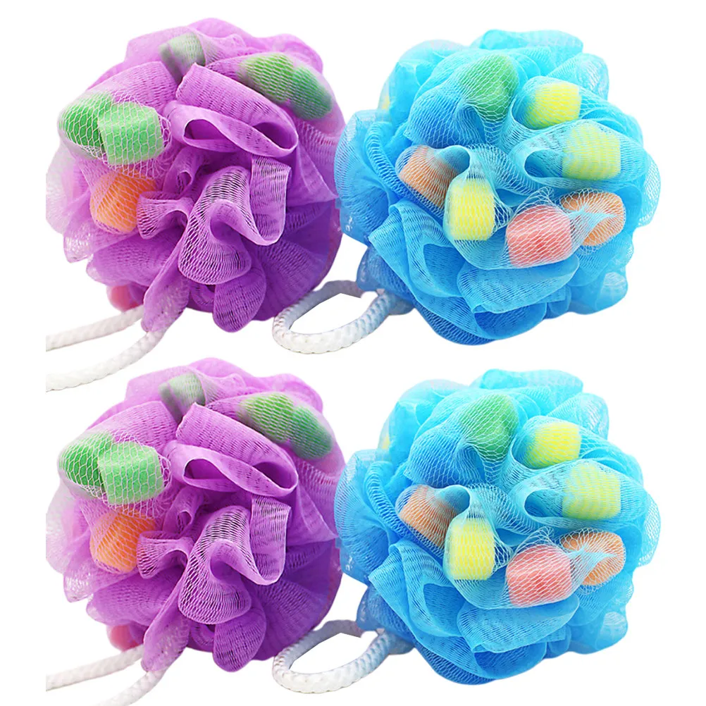 

Набор из 4 мочалок-сердечек с петлей для подвешивания, мягкие, нежные для кожи, для душа, для взрослых и детей, быстро образуют пенный слой