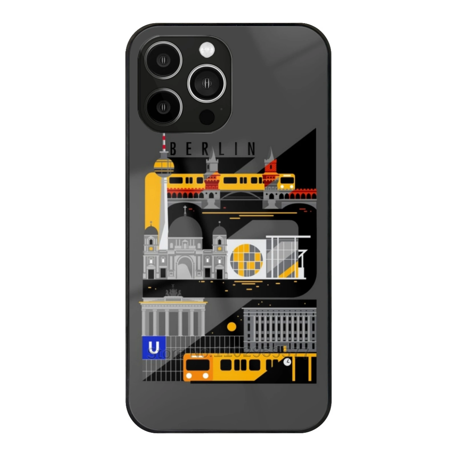 Berlin Bei Nacht Tempered Glass Case For Iphone 15 14 13 12 11 Pro Xs Max Mini Xr 8 7 6S 5S Case Berin Bahn Bahn Berghain Tv