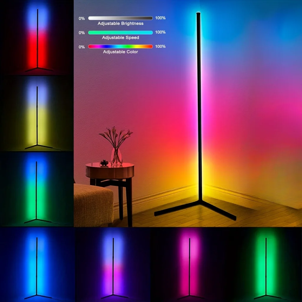 160cm zmieniająca kolor listwa świetlna LED z możliwością przyciemniania narożna lampa podłogowa RGB z pilotem do sypialni Gaming wystrój salonu