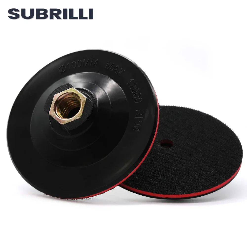 SUBRILLI 1pc Backing Buffing Polishing Pad Plastic Backer Plate M14 5/8-11 Hook & Loop Adhesive for Grinder Machine Polish Pads