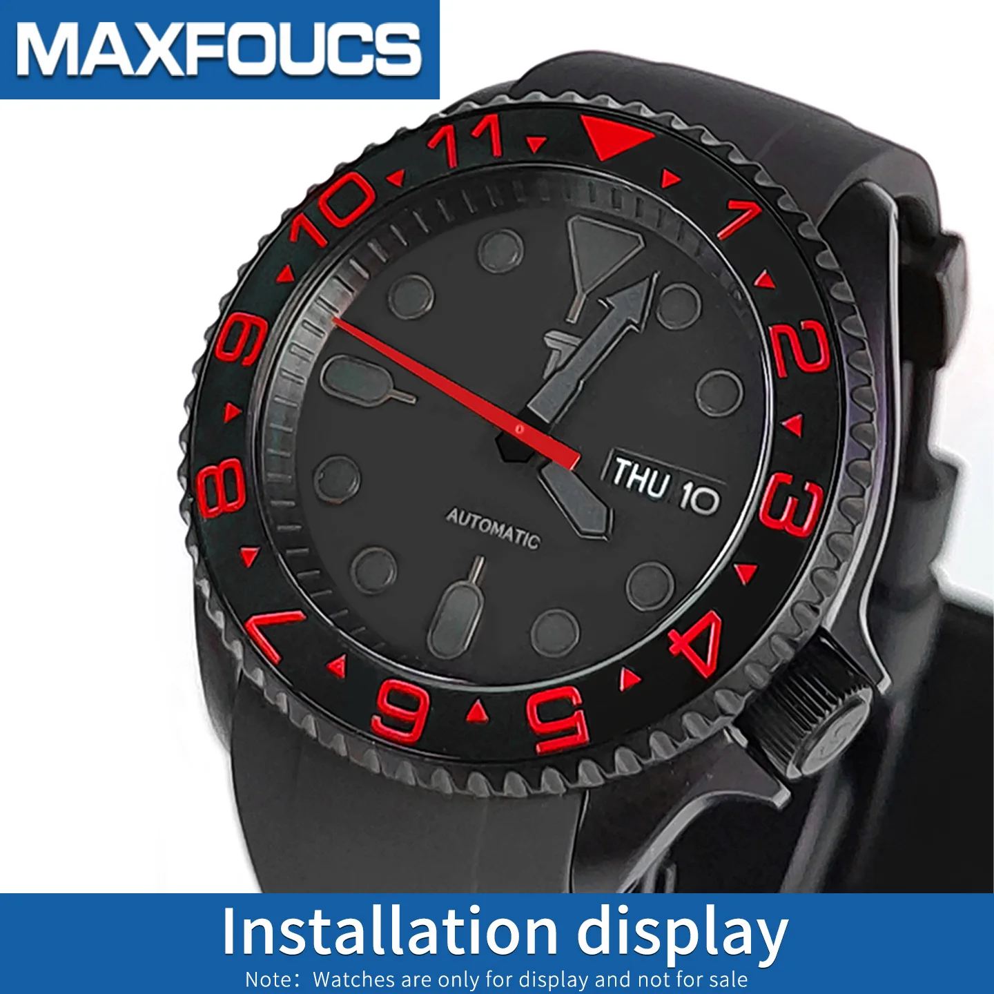 Schräge Keramik-Lünetteneinlage 38x30,6mm MOD SKX007 SKX Divers Passend für 31,5x30,5mm Kristallglas Schwarzes Uhrenzubehör – Detail 5
