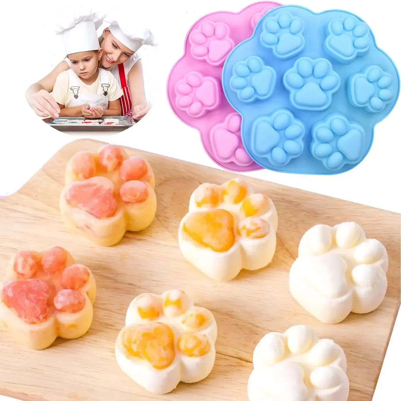 Paw Print Silicone Mold Dog Cat Animal Paw Mould For Candy Fondant Chocolate Jelly Pudding Soap Ice Cube Tray Dog Cat Treats