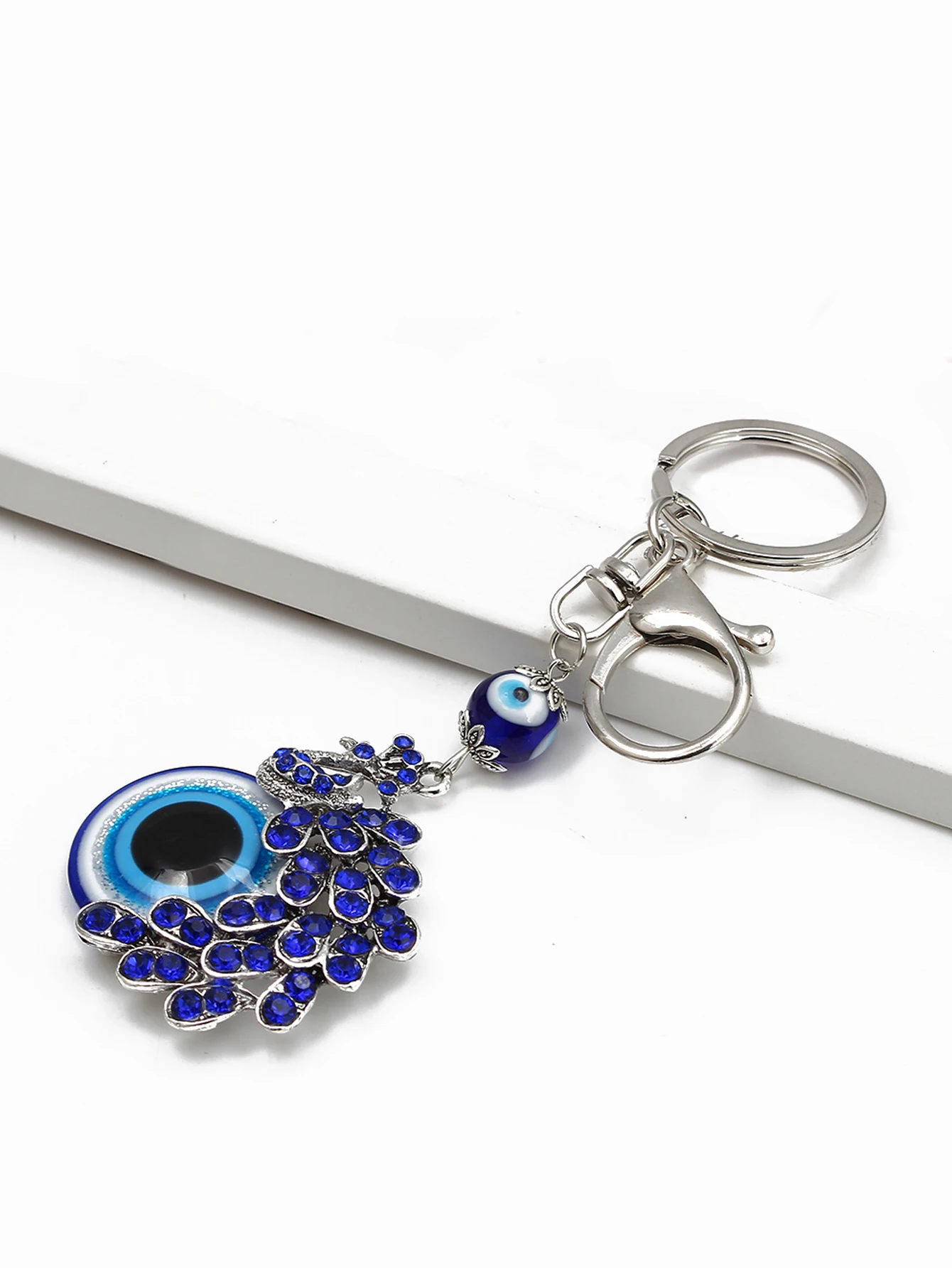 Lucky Eye Turkish Evil Eye Keychain Alloy Key Chain Holder Blue Glass Bead Bag Car Keyring for Women Men pulseras bijoux צמידים