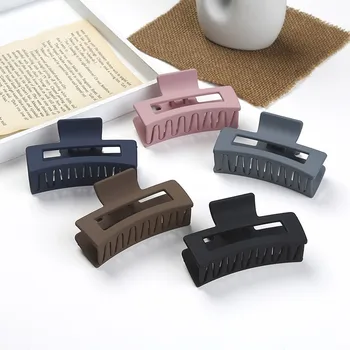 1 adet bayanlar Retro mizaç basit moda buzlu geometrik dikdörtgen kesme plastik saç aksesuarları Updo köpekbalığı saç kapmak