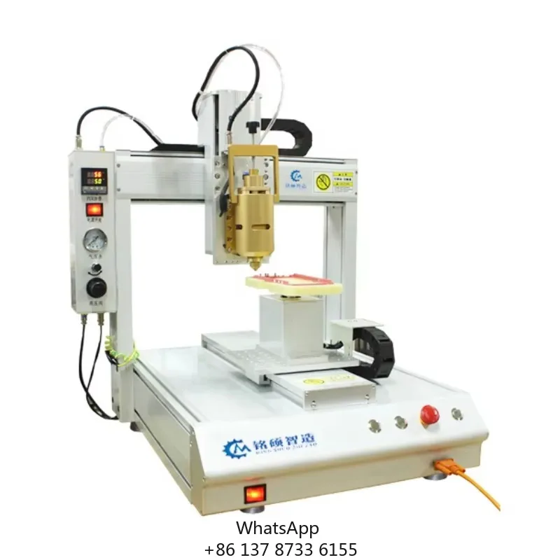 Fully Automatic 3 Axis Hot Melt Adhesive Dispenser Benchtop Glue Robots LED Double Head Dual Stations Dispensing Machine