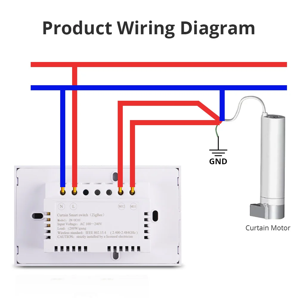 Zemismart Zigbee US Curtain Switch for Electric Curtain Roller Shade Blinds Timer Control Work with Tuya Alexa Google Home