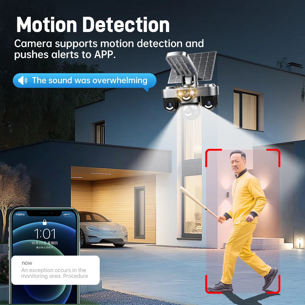 AOV Solar CCTV Security Camera V380 Pro Wireless 4G Sim Card IP Camera with Lighting Built for Reliable Home and Farm Monitoring