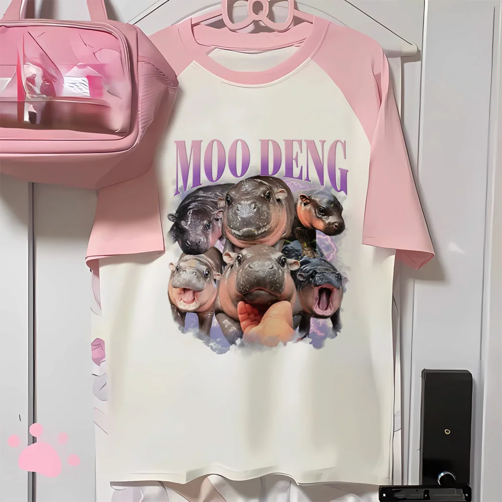 Moo Deng t shirt girl women kawaii graphic 2000s tshirt women Punk Colorful Vintage hip hop Pastel