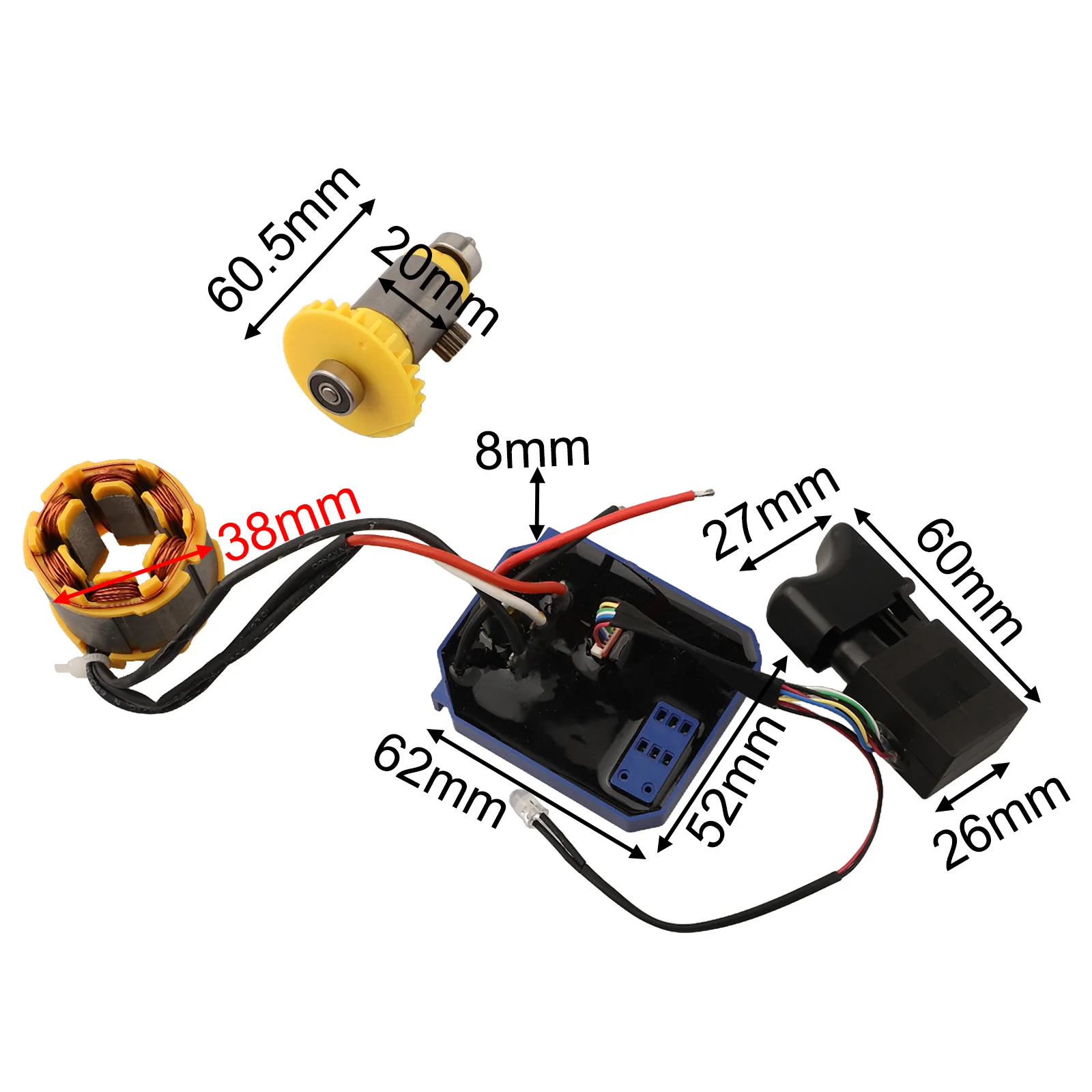 

62*52 Mm Brushless Motor Assembly Electric Drill Switch Replacement Pneumatic Tool Electric Drill Parts Efficient Performance