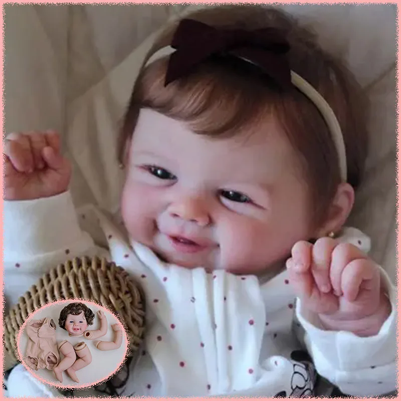 Reborn Vivienne Awake Doll Kit 19inch Lifelike Multiple Layers Painting Doll Parts 3D Skin With Visible Veins Hand-Rooted Hair