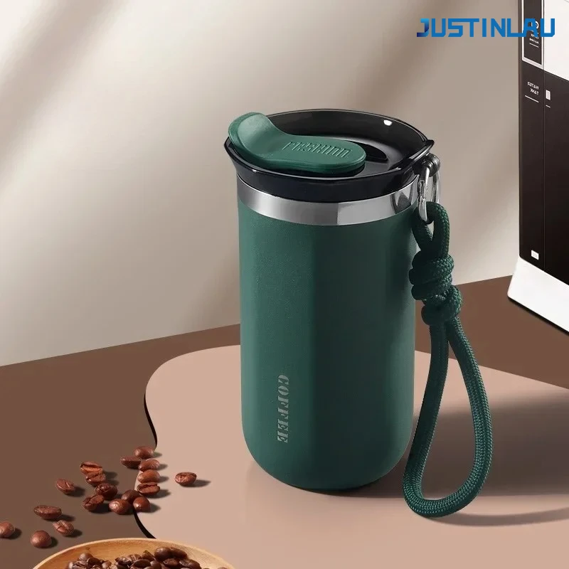 JUSTINLAU Business-Thermobecher, isolierter Wasserbecher, Edelstahl, tragbar, kalte Kaffeetasse, Geschenktasse, auslaufsicher, Reise-Trinkgeschirr