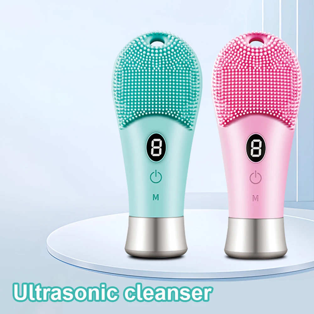 Ultrasonic Electric Silicone Face Cleansing Brush Pore Deep Cleaning Skincare Massager Facial Vibration Massage Relaxation Tool