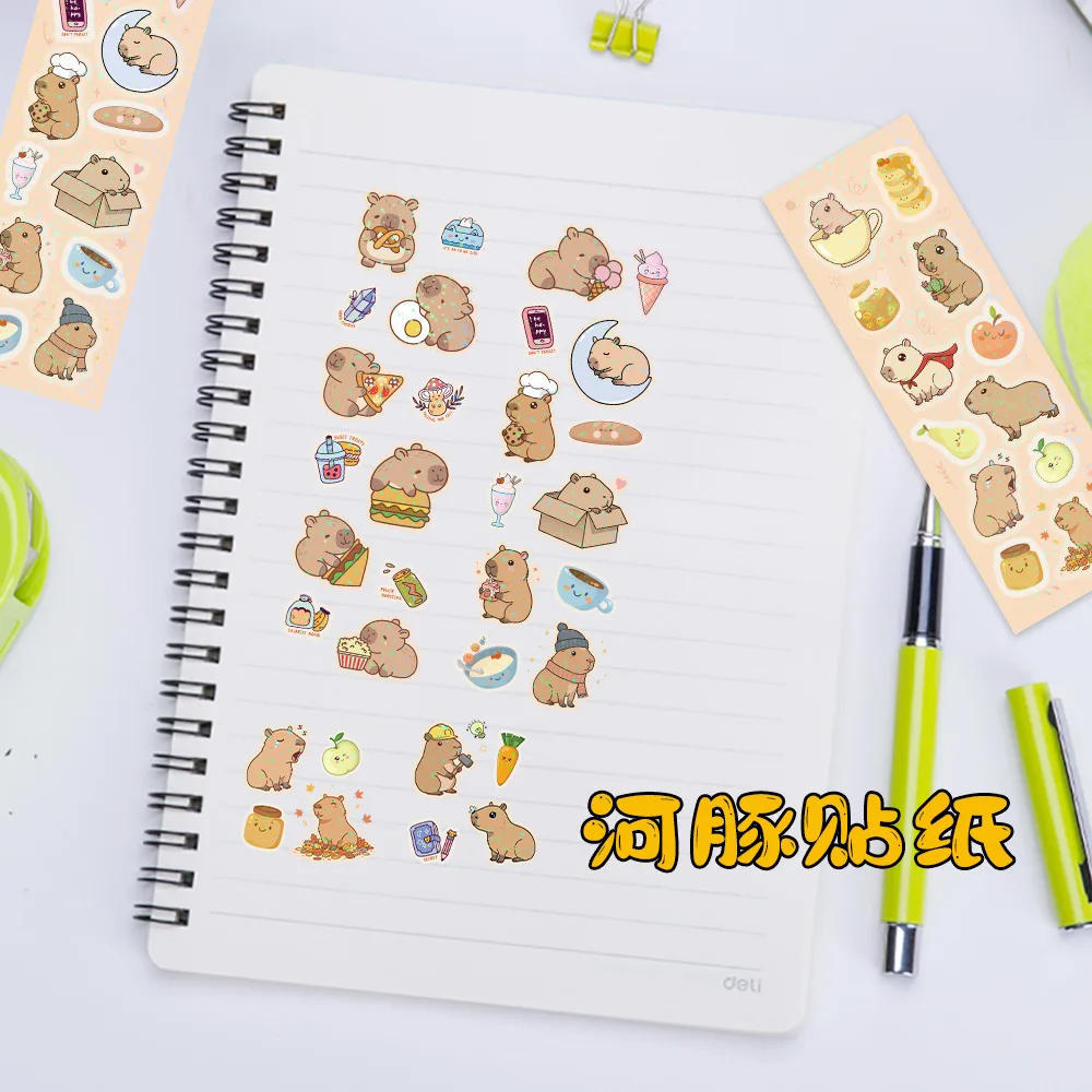 5 قطع/1 مجموعة من ملصقات كابيبارا اللطيفة - شارات حيوانات كرتونية لأجهزة الكمبيوتر المحمول والهاتف وزجاجة المياه وديكورات سجل القصاصات