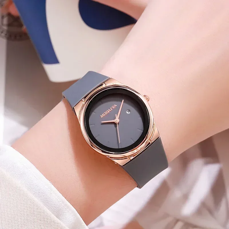 Fashion Women's Minimalist Calendar Quartz Watch Student WatchesSilicone Strap Wristwatch Reloj Mujer Dropshipping