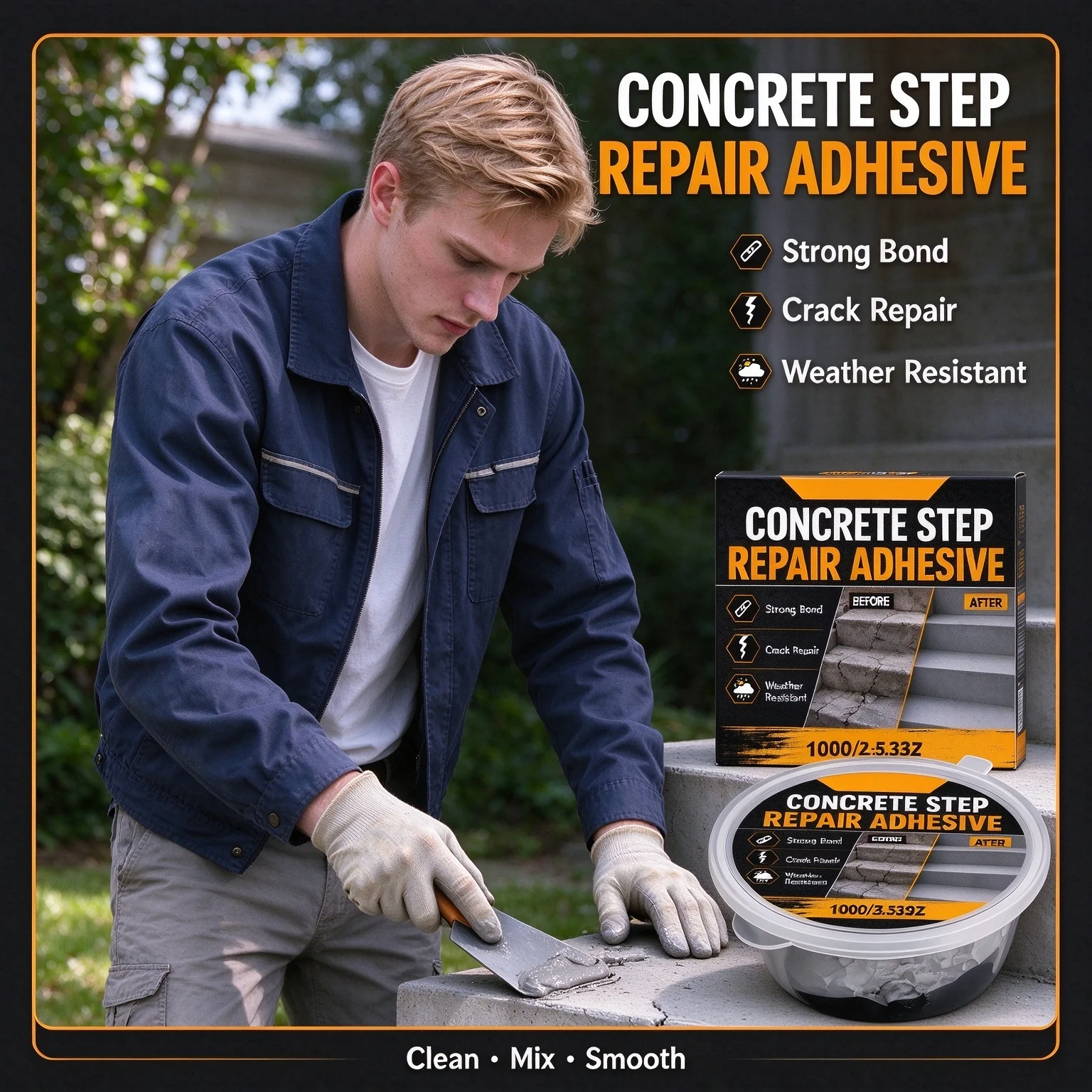 Concrete Step Repair Adhesive AB Multipurpose  Waterproof  Strong Bond  Crack Gap Filler Household Multi‑scene Leak Repair Glue
