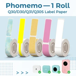 Phomemo Q30 Q31 D30 Mini Thermal Label Printer Paper Waterproof Anti-Oil Printing Label No Glue Scratch-Resistant Tape Sticker