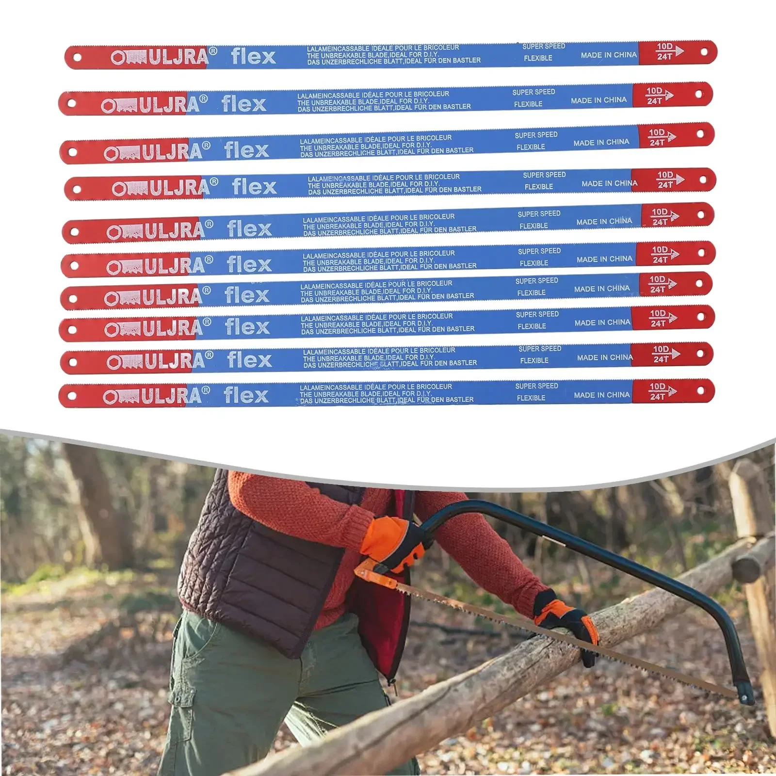 10PCS M35 Steel Hacksaw Blade 300mm Hand Saw Blades 14T/18T/24T Bi-Metal For Meat Wood Cut Bamboo Pipe Fast Cutting 300*12*1mm