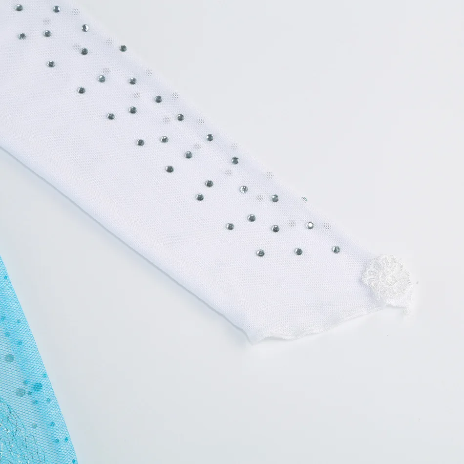 Mädchen Blaues Eis-Glitzer-Prinzessinnenkleid mit Pailletten und Netzstoff für Halloween, Geburtstag, Karneval, Kinder-Cosplay-Party-Outfit – Detail 12