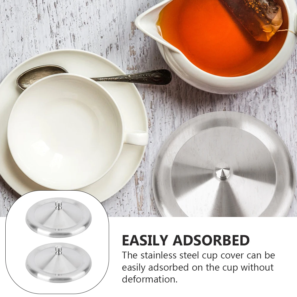 

2 Pcs Cup Lid Mug with Wide Lids for Ceramic Mugs Can Stainless Steel Covers Travel Coffee Tea