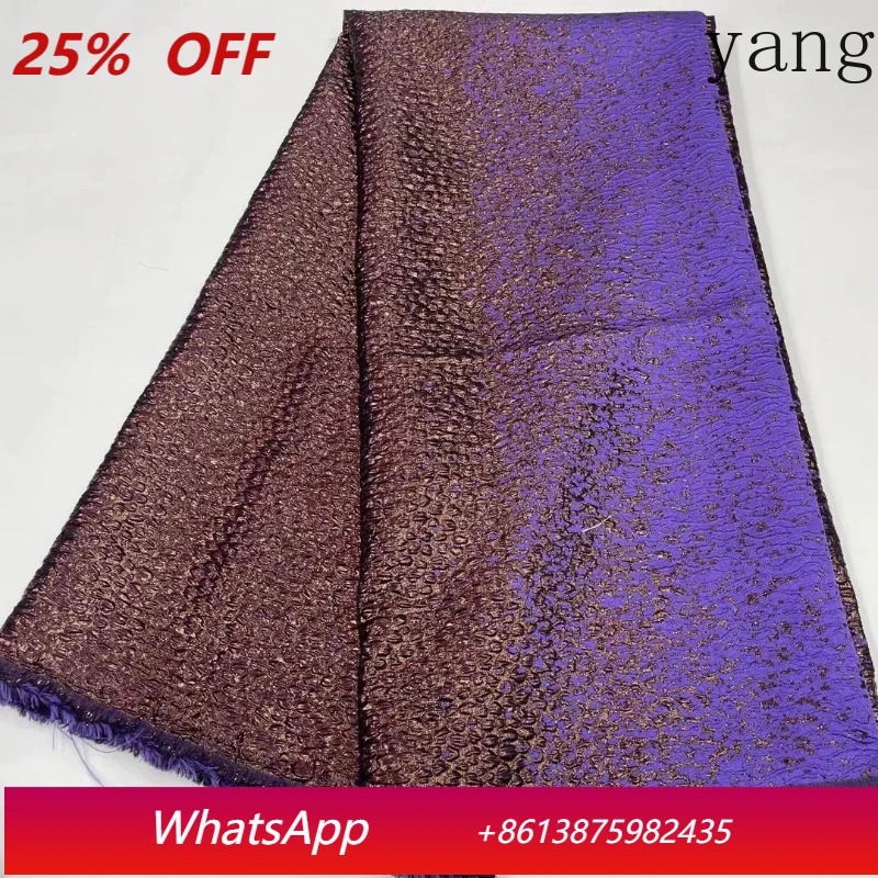 French Brocade Lace Fabric African Jacquard Gilding Lace 2025 Latest Nigerian Damask Lace Material For Women Dress NJ6199