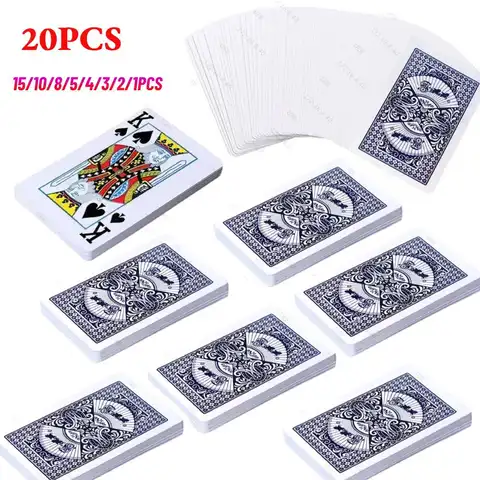 20/1 Uds. Naipes de papel recubierto de plástico, baraja de cartas de póquer, divertido juego de mesa familiar, 54 cartas plegables impermeables para adultos