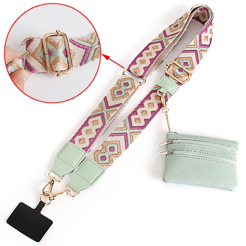 Universal Adjustable Mobile Phone Lanyard For Women Crossbody Shoulder Neck Strap Ethnic Style Detachable Hanging Anti Loss Rope