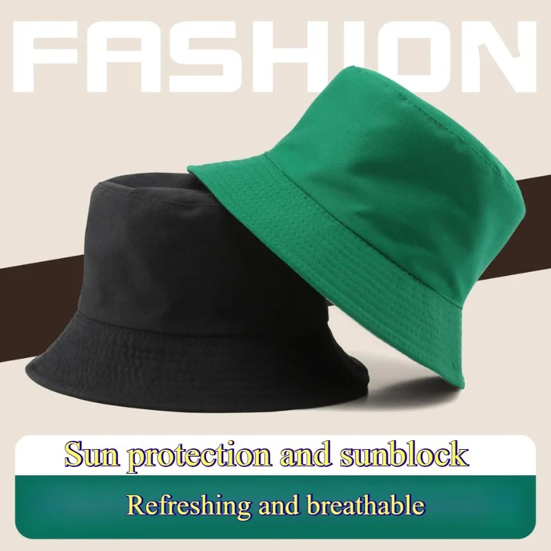 Angesagter Unisex Einfarbiger Bucket Hat für Damen und Herren, Einfarbige Fischermütze, Lässiger Reise-Sonnenhut, Koreanische Streetwear-Mode Sommermütze