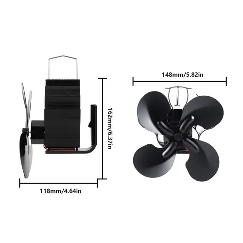 Imagen 2 del producto Ventilador de estufa de leña magnético accionado por calor para chimenea y tuberías Circulación de calor eficiente Adecuado para leña/quemador de leña/chimenea